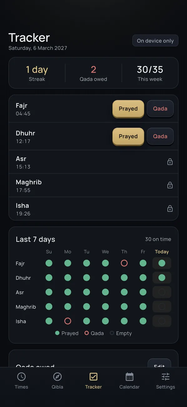 Prayer tracker